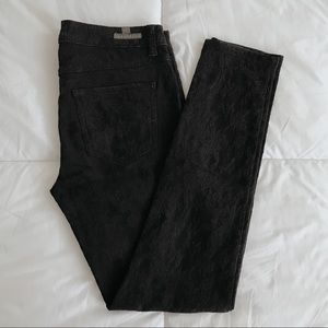 Lauren Conrad Black Textured Floral Pants